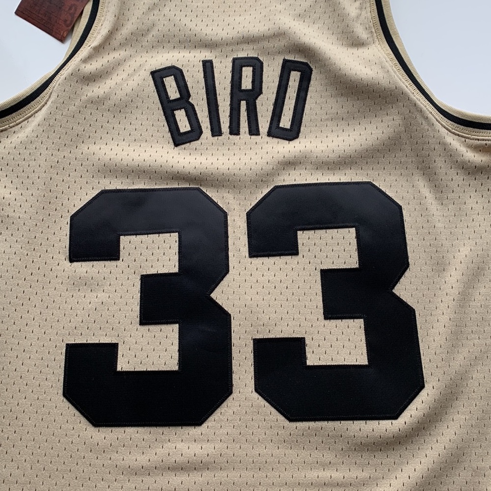 Larry Bird Mitchell & Ness HWC Swingman Khaki Jersey